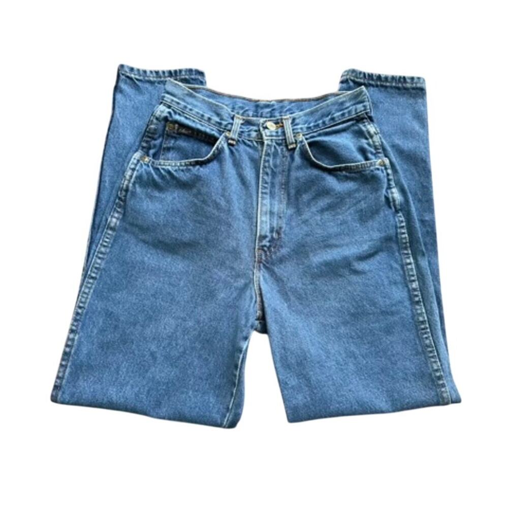 Vintage Chic High Waisted Mom Jeans Size 8P Petite Blue Denim Tapered Leg USA